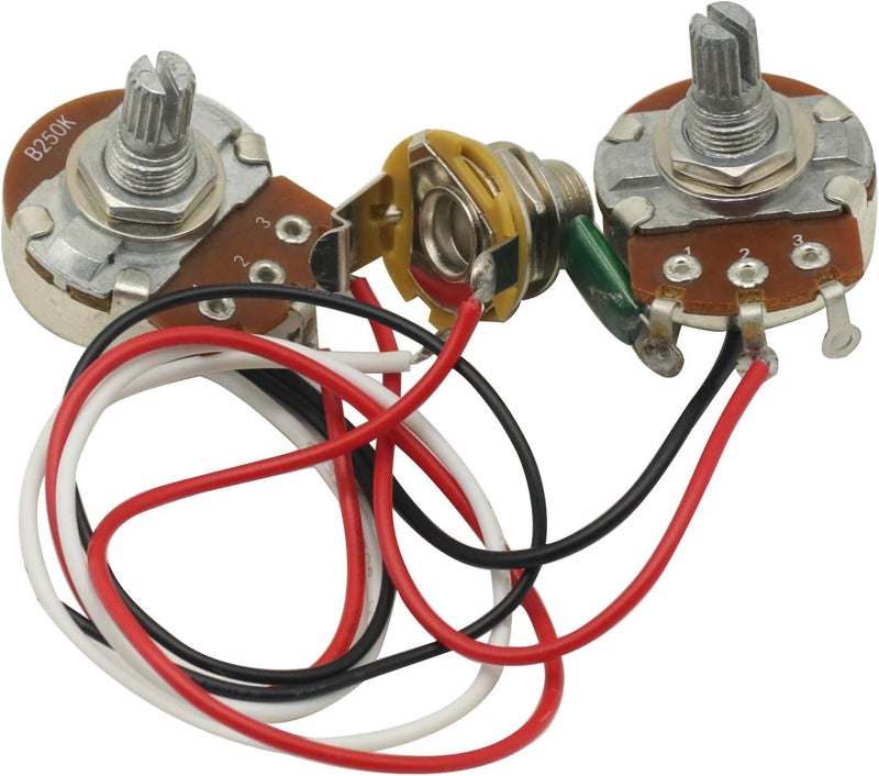 GODIYMODULES Bass Wiring Harness Prewired,250k Pots For Precision Bass Guitar 250K Pots 1V1T Jack - Image 4